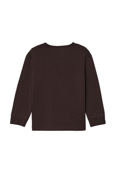 CROPPED FIT HENLEY T-SHIRT - Brown by Zara