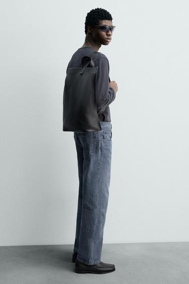 SAC À DOS EN CUIR - Noir de Zara - Image 1