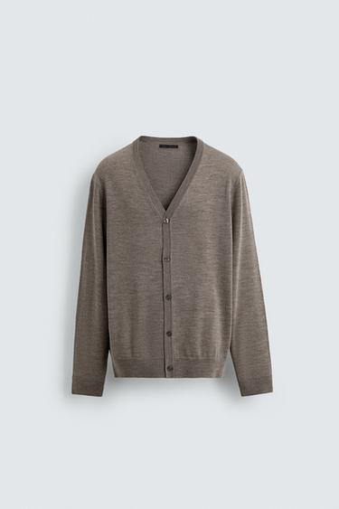 КАРДИГАН ЗІ 100%-Ї ВОВНИ - Коричневий/сіро-коричневий Zara