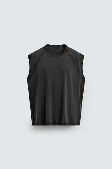 Zara 褪色效果挖背背心 - 深無煙煤色