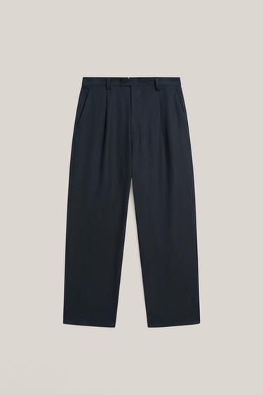 Zara Linen darted pants - LIMITED EDITION - Navy blue