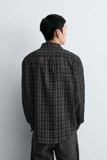 TEXTURED CHECK SHIRT - Black by Zara - Image 2