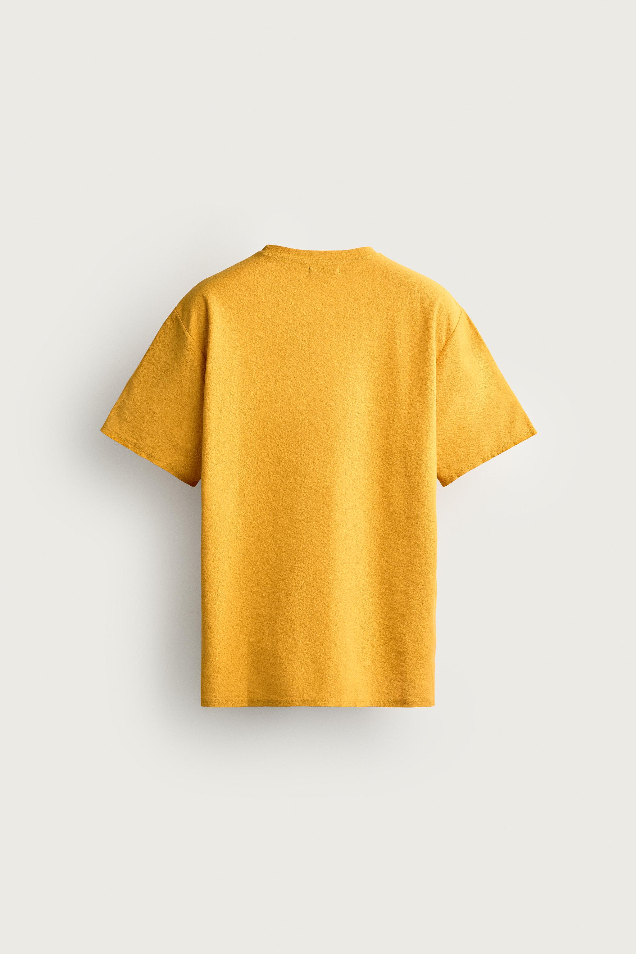 WASHED PRINT KNIT T-SHIRT - Mustard | ZARA Turkey