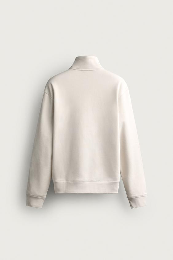 SWEAT BASIQUE À COL ZIPPÉ - Blanc cassé de Zara - Image 6