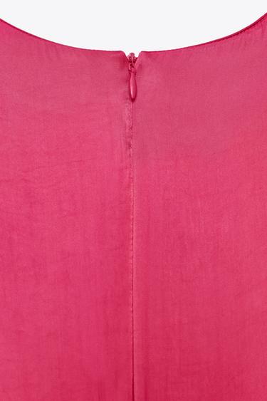 ROBE MIDI SATINÉE AJOURÉE - Fuchsia de Zara - Image 6