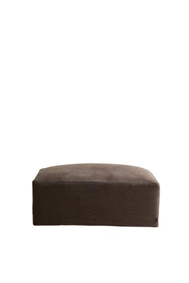 POUFFE WITH REMOVABLE WASHED LINEN COVER - Brick by Zara