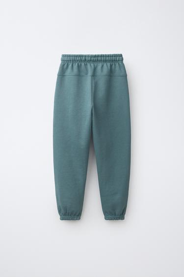 SOLID FLEECE JOGGERS WITH LABEL — Duck blue 2