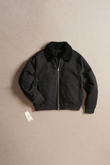ÁO KHOÁC BOMBER PHỐI CHẤT LIỆU - Xám than từ Zara