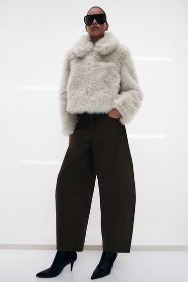 Zara ZW COLLECTION MID-RISE BALLOON JEANS - Chocolate