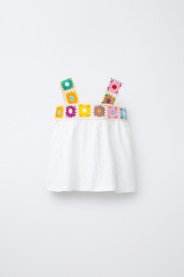 CROCHET TEXTURE T-SHIRT - Oyster-white by Zara - Image 1