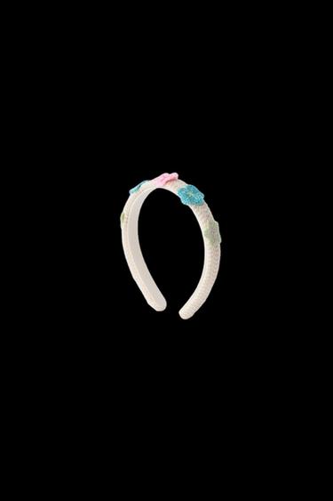 FLORAL CROCHET HEADBAND - Ecru by Zara