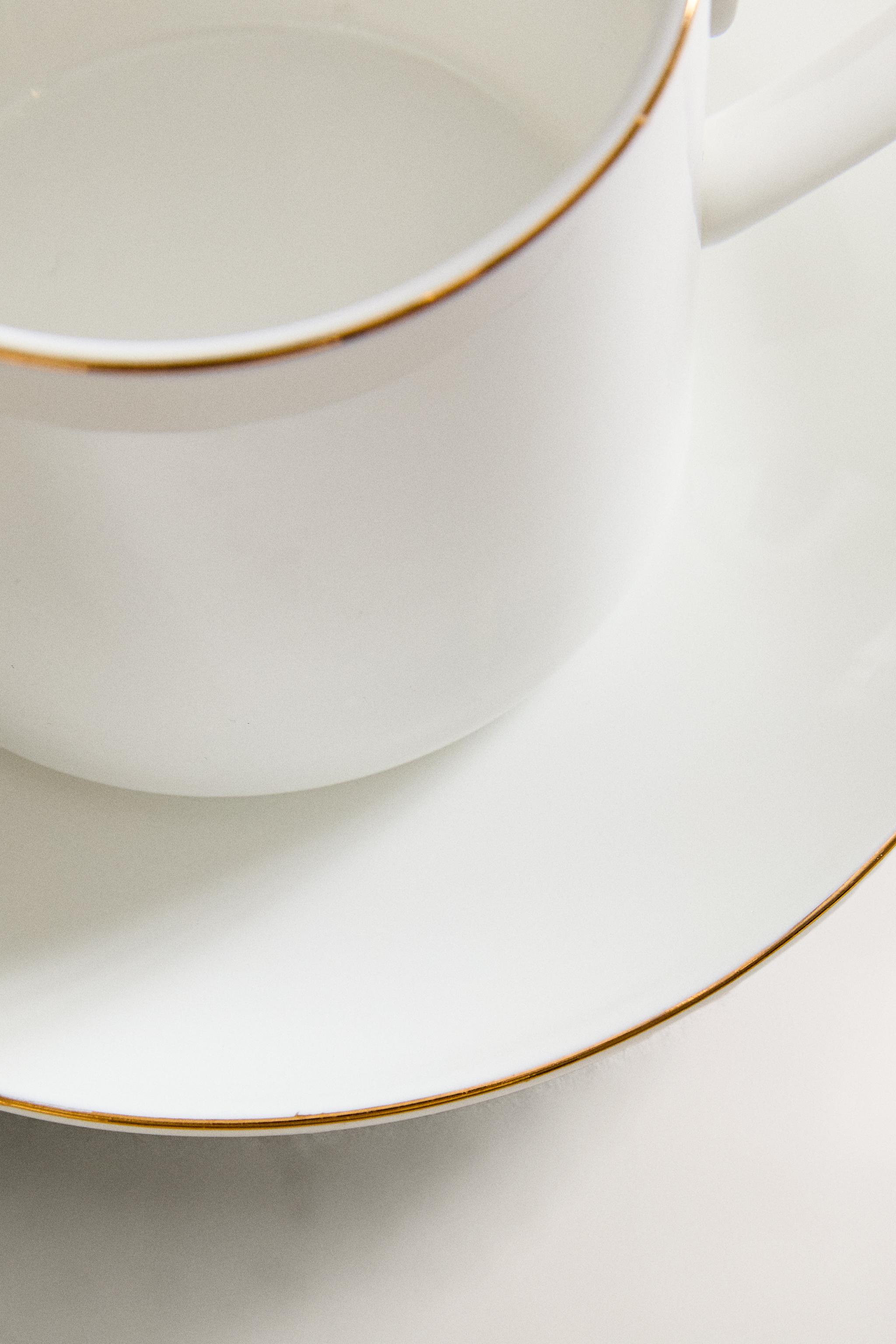 RIMMED BONE CHINA COFFEE CUP AND SAUCER - Gold | ZARA Canada
