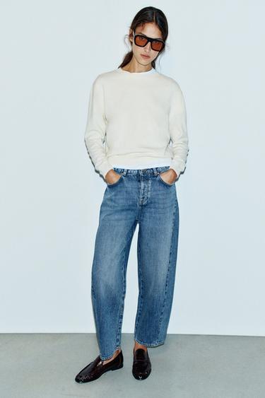 Z1975 HIGH-WAIST BARREL SEAMED JEANS - Mid-blue by Zara