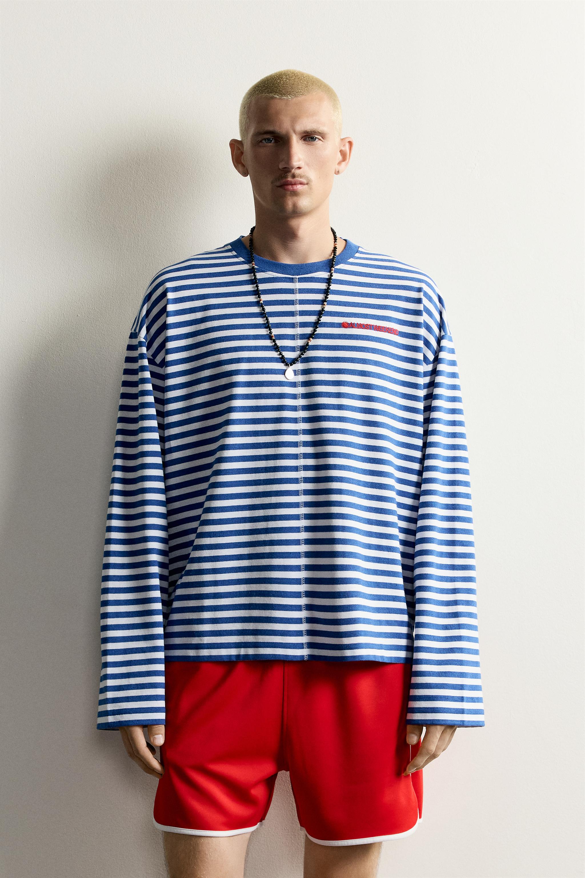 STRIPED JACQUARD EMBROIDERED T-SHIRT