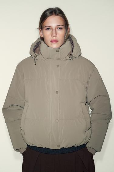 WATER-REPELLENT AND WINDPROOF SHORT HOODED ANORAK - camel by Zara