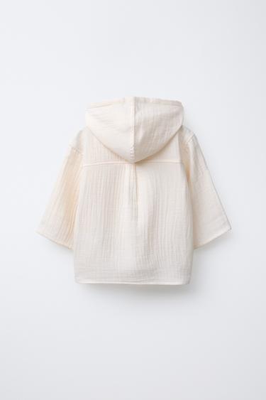 CHEMISE TEXTURÉE À CAPUCHE - Écru de Zara - Image 1
