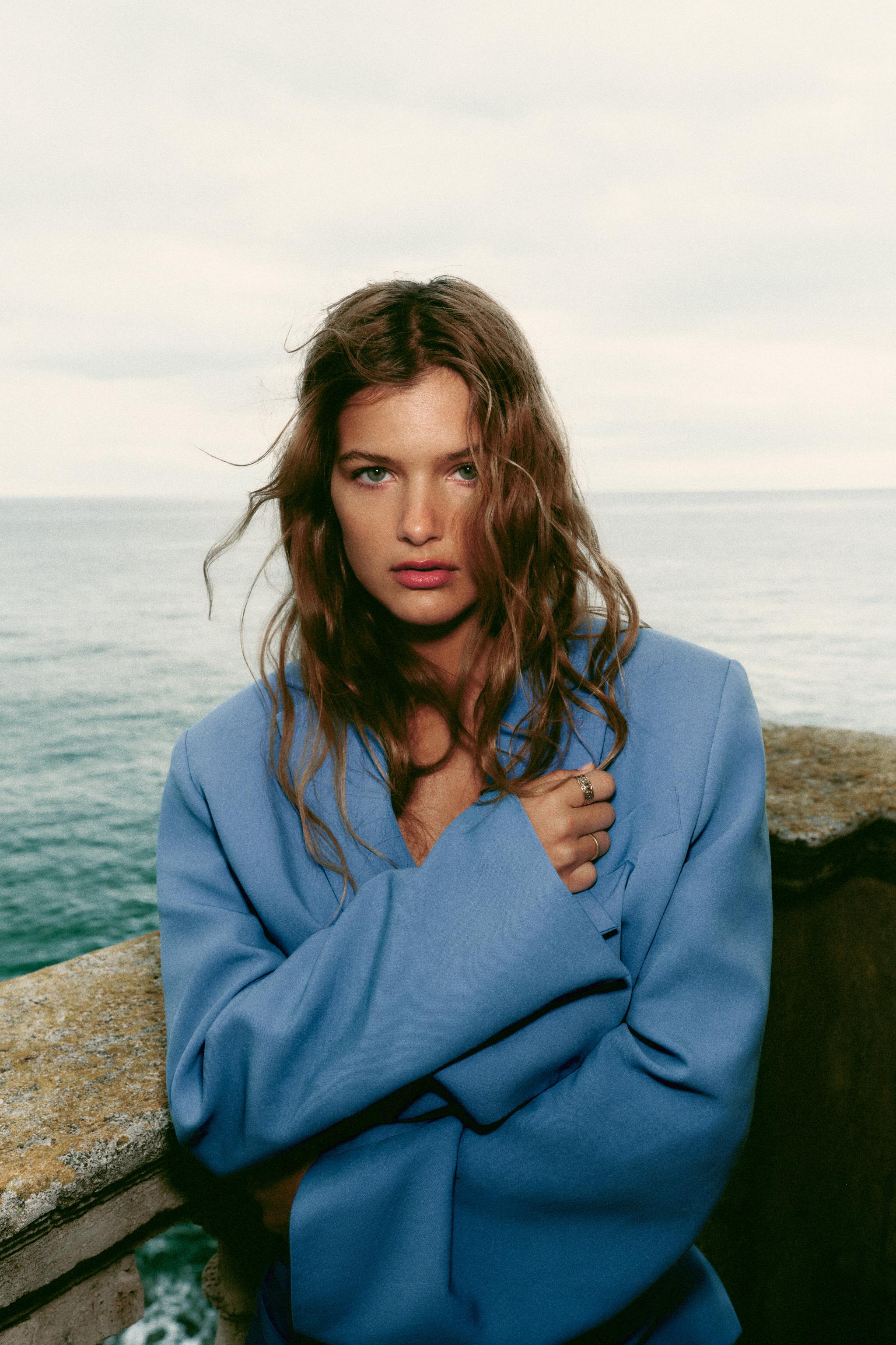 Zara light blue jacket clearance