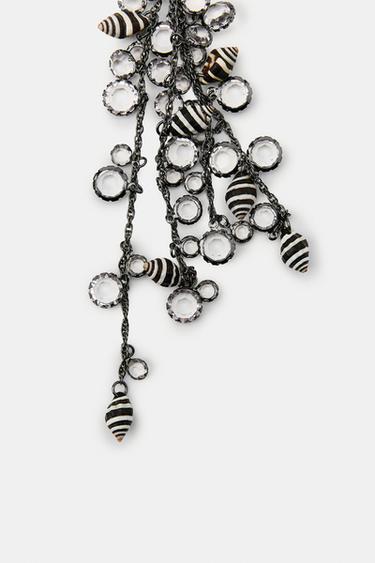 SHELL JEWEL CHAIN NECKLACE - Aged silver by Zara - Image 2