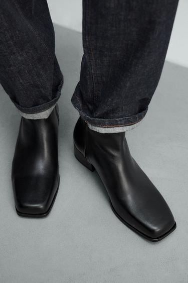 LEATHER HEELED BOOTS - Black by Zara