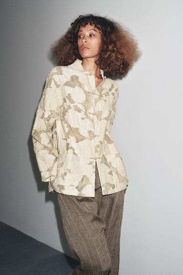 KIMONO JACQUARD FLEURS LIMITED EDITION - Marron clair de Zara - Image 5