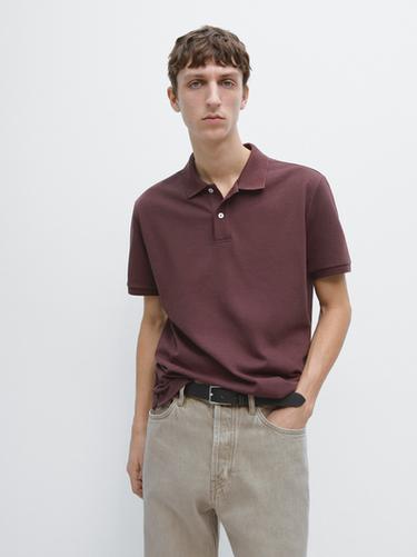 Zara Micro textured cotton piqué polo shirt - various