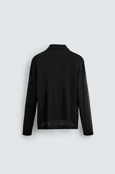 RELAXED FIT KNIT OVERSHIRT - Black by Zara - Image 7
