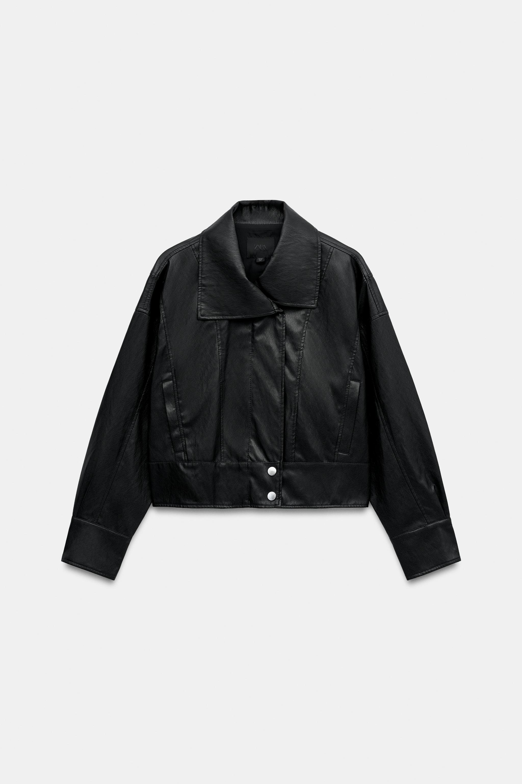 FAUX LEATHER JACKET WITH BACK PLEATS - Black | ZARA United States