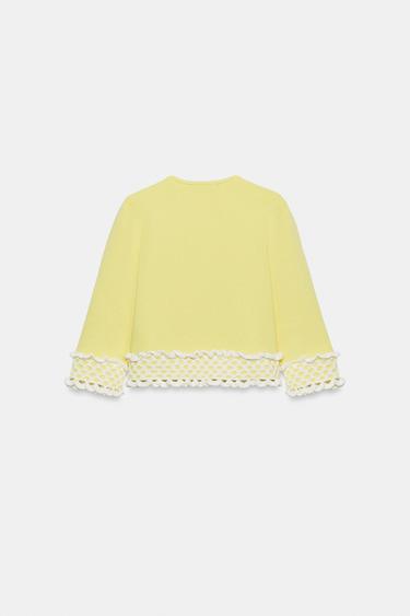 CONTRAST CROCHET KNIT JACKET - Yellow by Zara - Image 6