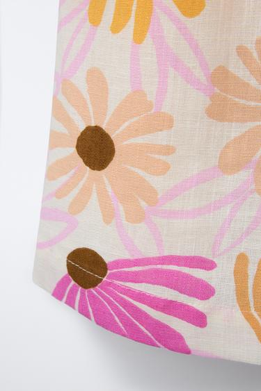 ROBE À FLEURS AVEC LIN - Multicolore de Zara - Image 4