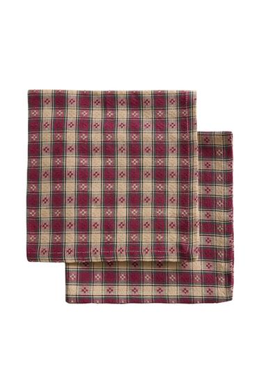 Zara SET OF DYED THREAD CHECK CHRISTMAS NAPKINS (SET OF 2) - Dark red - Image 0
