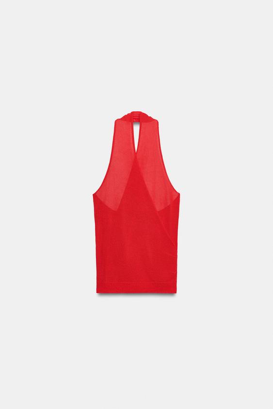 TOP DE MALHA HALTER - Vermelho da Zara - Imagem 0