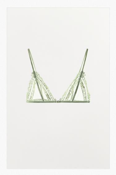 BRA SEGITIGA TULE BORDIR - Ecru / Beige dari Zara