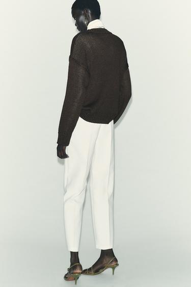 PANTALON TAILLE HAUTE - Blanc de Zara - Image 4