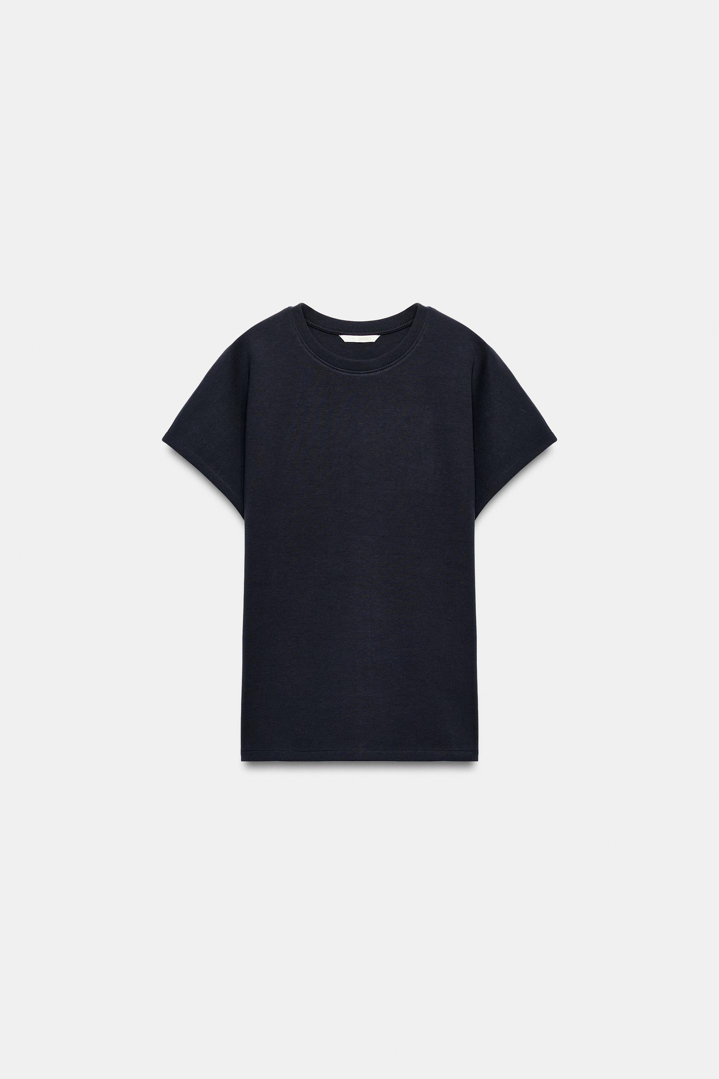 Женская футболка Zara Short Sleeve Interlock, цвет: Тёмно-синий — фото 5