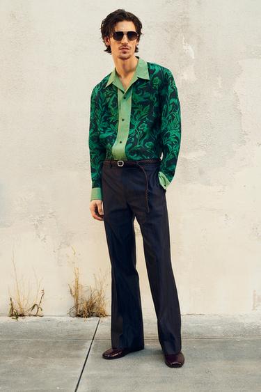 Zara LIMITED EDITION KOI PRINT SILK SHIRT - Green - Image 0