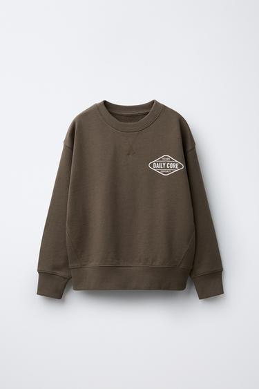Zaras SWEATSHIRT MED LOGOTRYCK - Brun