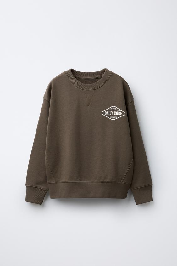 Felpa in cotone organico con Badge Logo