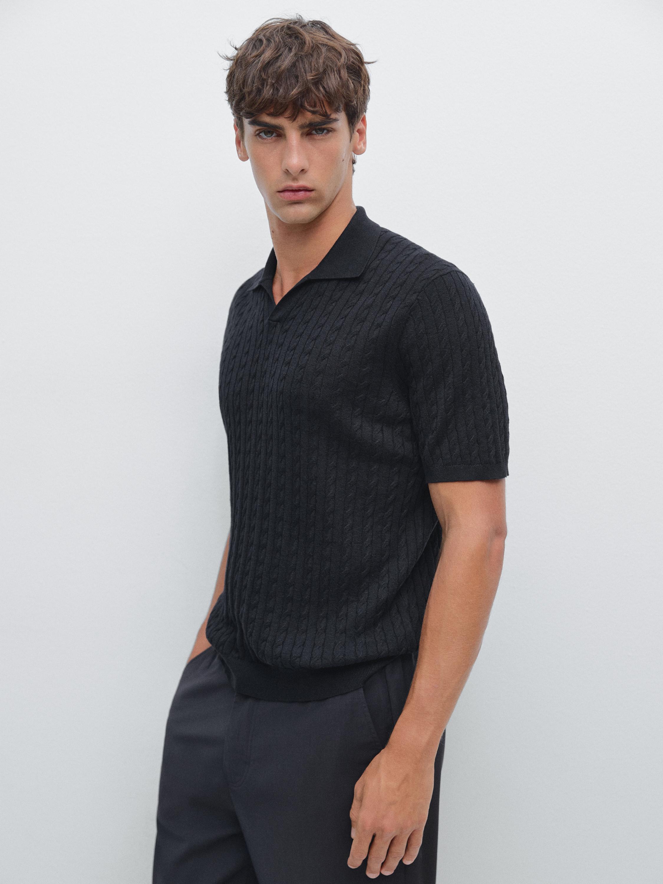 Polo en maille tressée