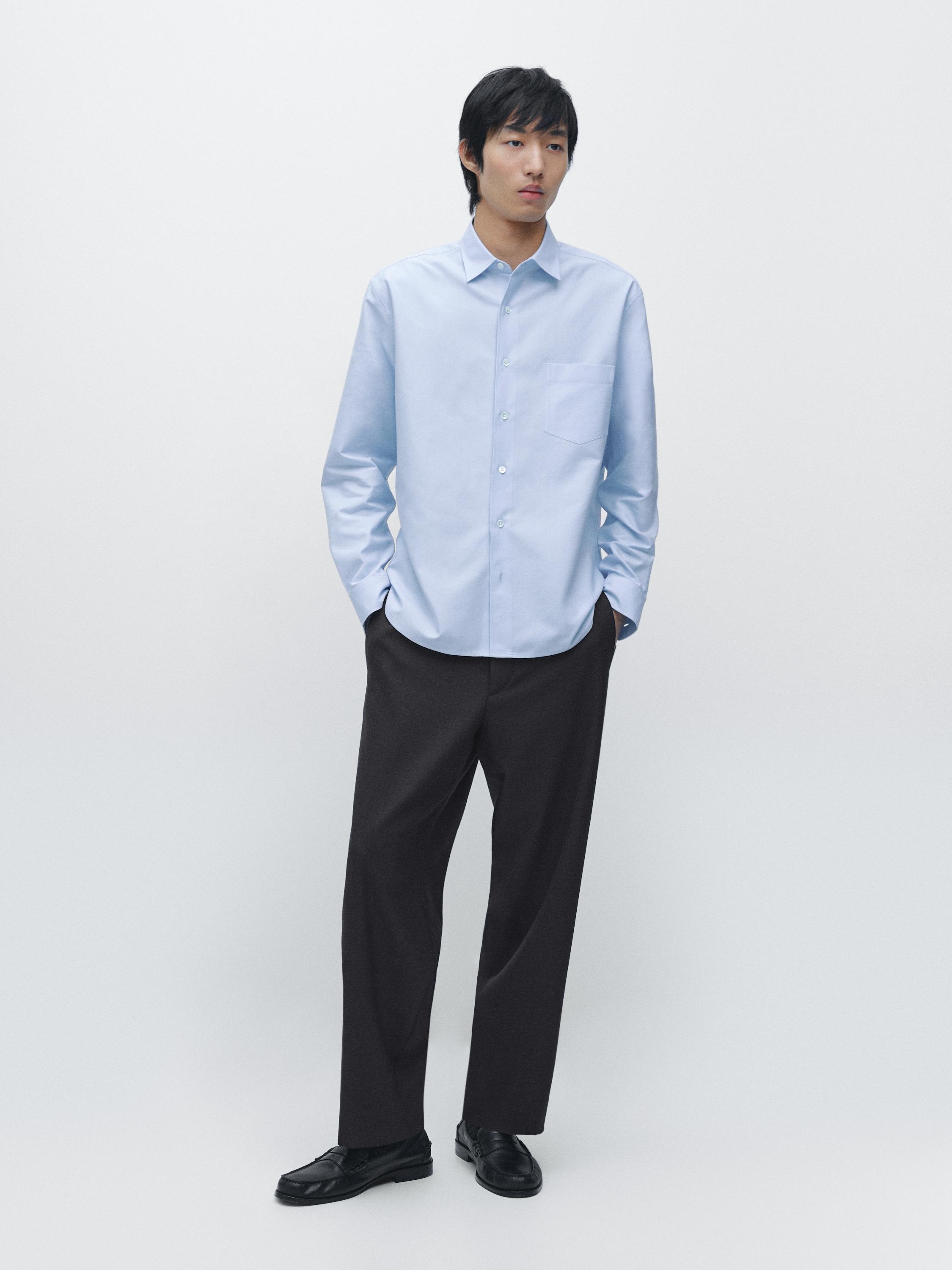 Slim fit cotton blend shirt