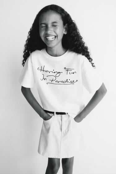 Zara WEDNESDAY © RIBBED T-SHIRT - White