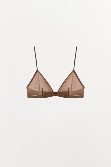TRIANGLE BRALETTE WITH POLYAMIDE - Beige-pink by Zara