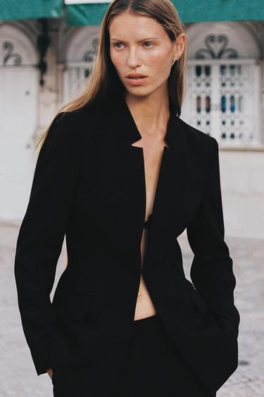 Zara INVERTED LAPEL BLAZER - Black
