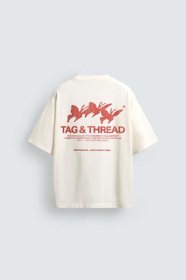 T-SHIRT IMPRIMÉS EN CONTRASTE - Blanc cassé de Zara - Image 7