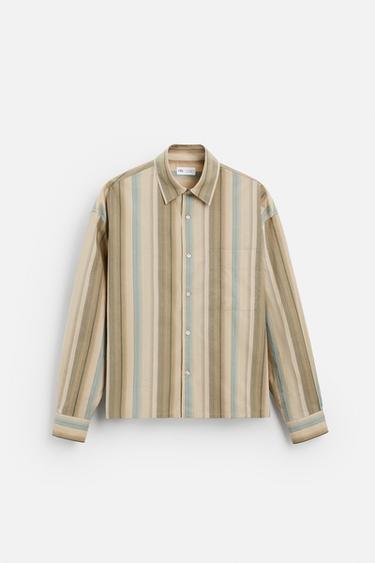 CAMISA RAYAS - Raya verde de Zara - Imagen 0
