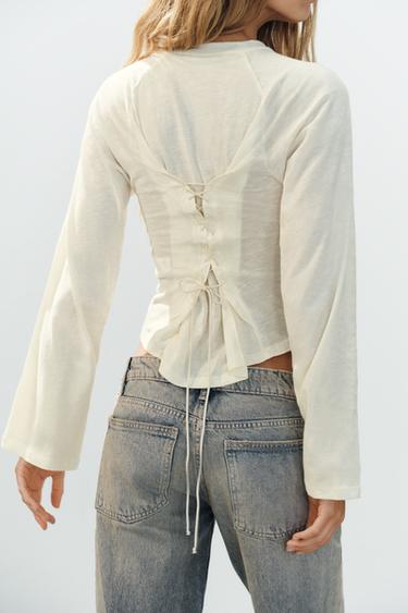 BACK SASH T-SHIRT — Ecru 1