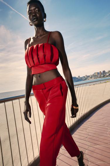 STRAPPY BALLOON TOP - Red by Zara