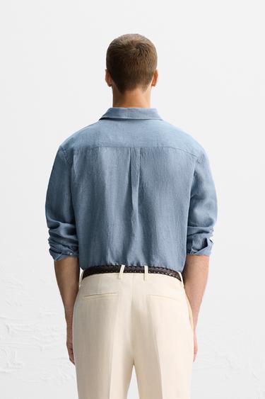 CHEMISE 100 % LIN ÉDITION LIMITÉE - Bleu délavé de Zara - Image 2