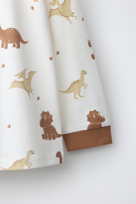1 1/2-6 ANS / PYJAMA À IMPRIMÉ DINOSAURES - Marron clair de Zara - Image 7