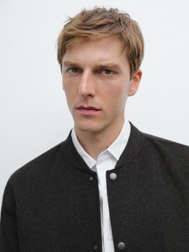 Zara Double-layer wool blend bomber jacket - Anthracite grey