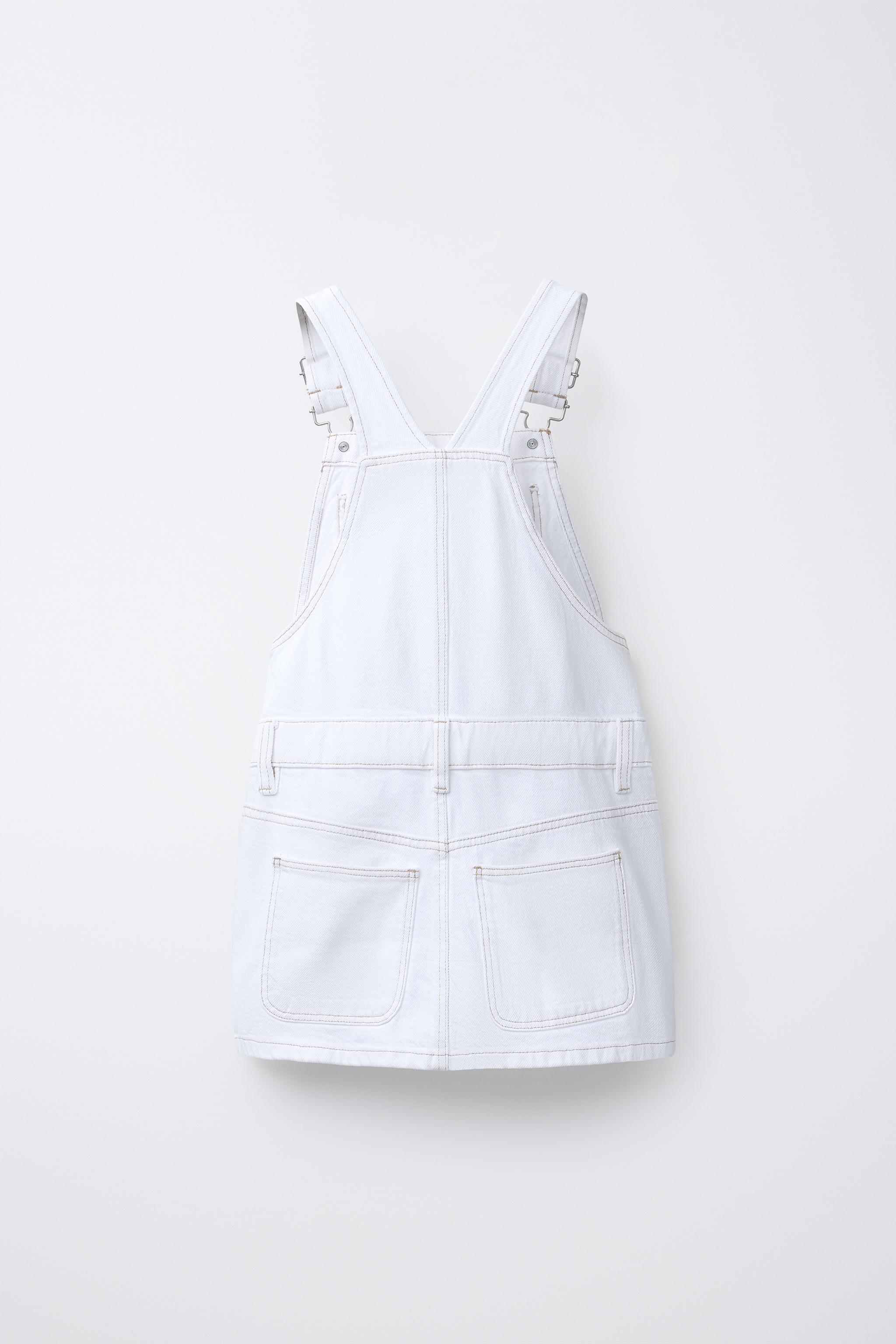 CONTRAST TOPSTITCH DENIM PINAFORE
